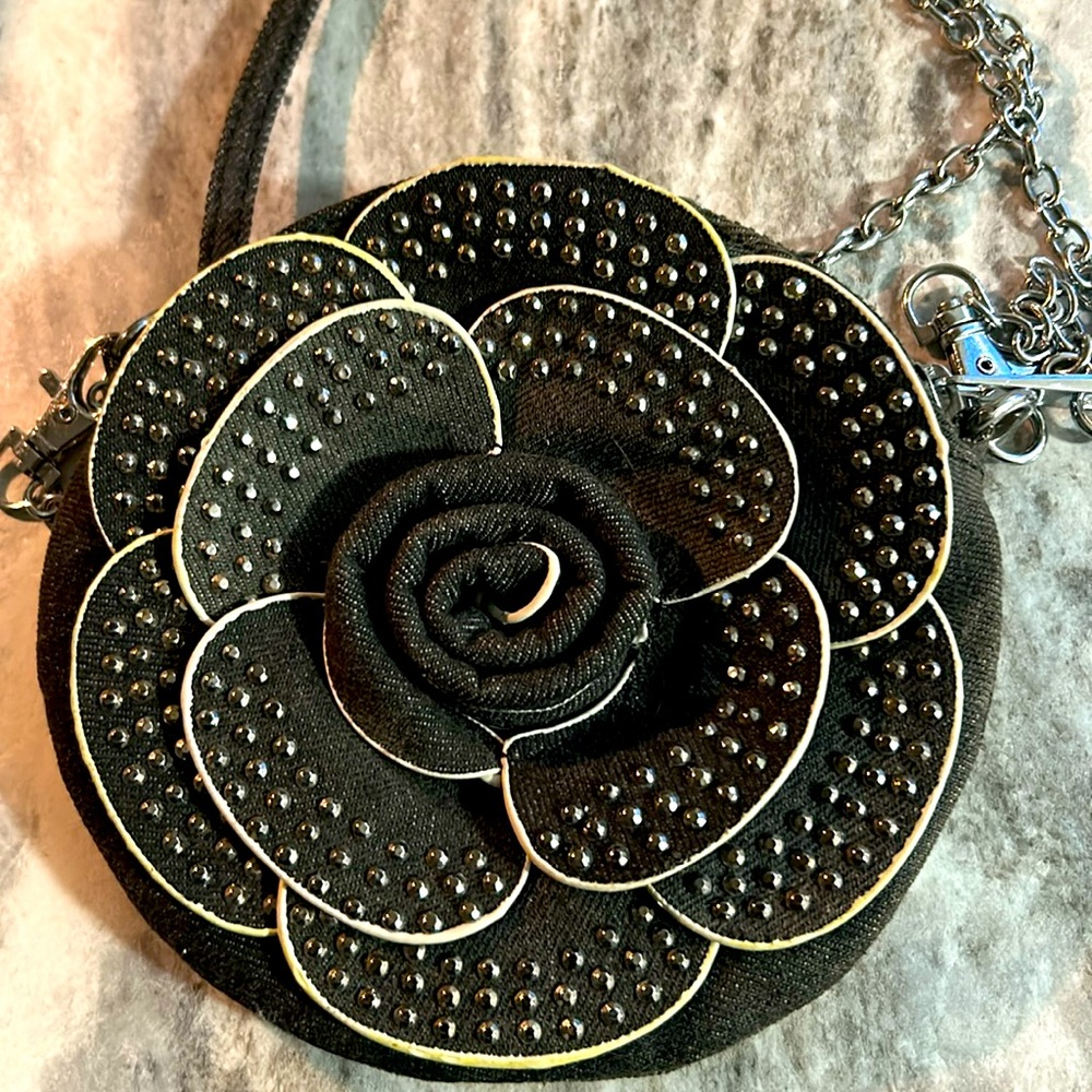 Black Denim Wristlet Purse